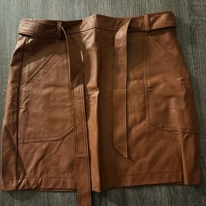 Xl nwt shinestar faux leather brown mini skirt
